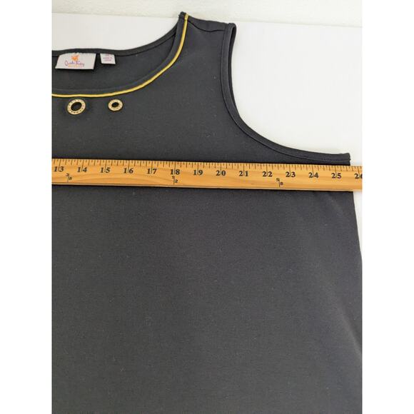 Quacker Factory Womens 3X Tank Top Black Gold Trim Rhinestone Grommet‎ Stretch - Picture 5 of 6